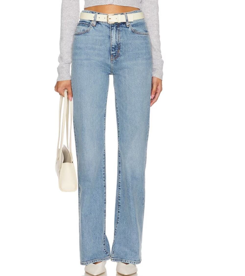 FRAME The Pixie Arrow Jeans Womens 26 High Rise Straight Leg Leela Light Wash
